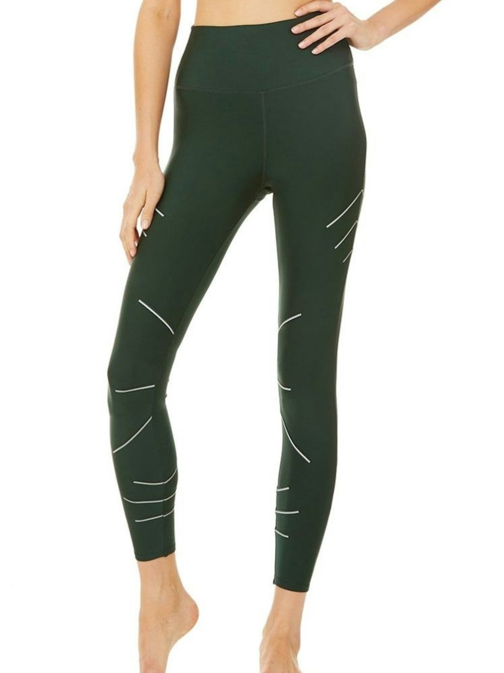 Alo Yoga High-Waist Sequence Leggings dark green / forest green shade Size XS